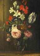 Jan van den Hecke Flower still life in a glass vase oil painting on canvas